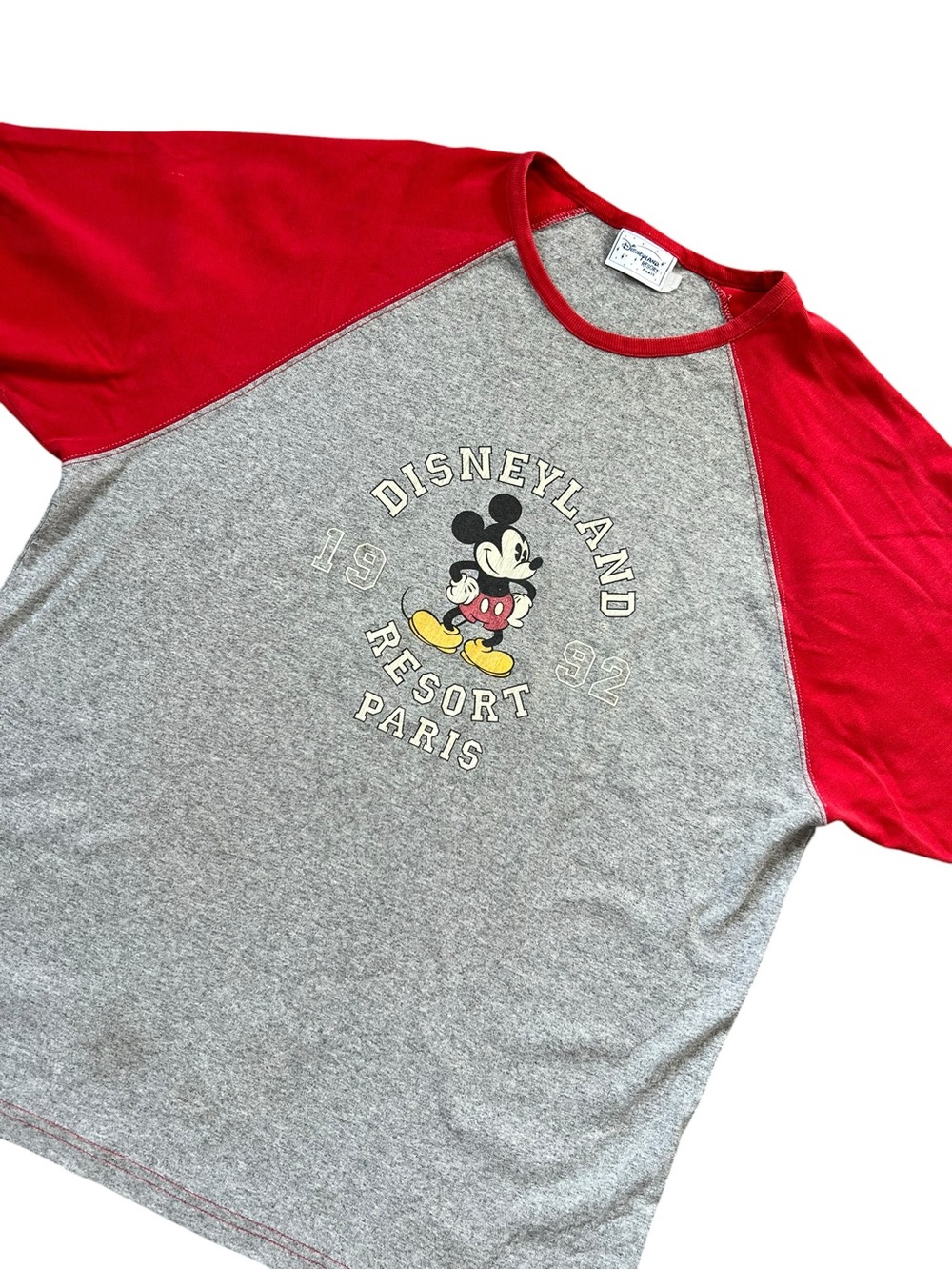 Disney Resort Paris Vintage Y2K  Raglan Baseball Mickey Mouse T-Shirt XL